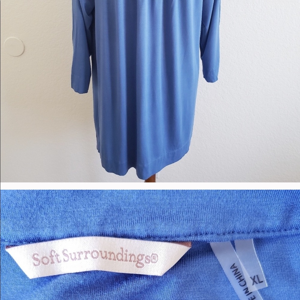Soft Surroundings Blue Split Neck Pockets Tee - image 2
